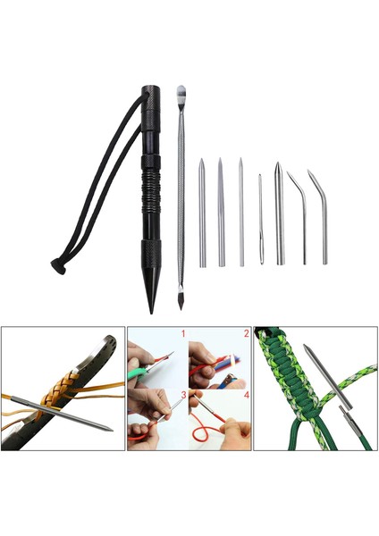 4/9 / 12 Adet Paracord Dikiş Seti Paslanmaz Çelik Paracord Fıd Bağlantı Iğneler 9 Adet (Yurt Dışından)