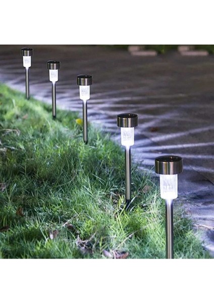 2 Adet Güneş Enerjili Aydınlatma Solar Saplama Bahçe Lamba 28 cm