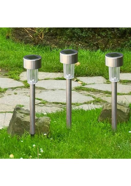 2 Adet Güneş Enerjili Aydınlatma Solar Saplama Bahçe Lamba 28 cm