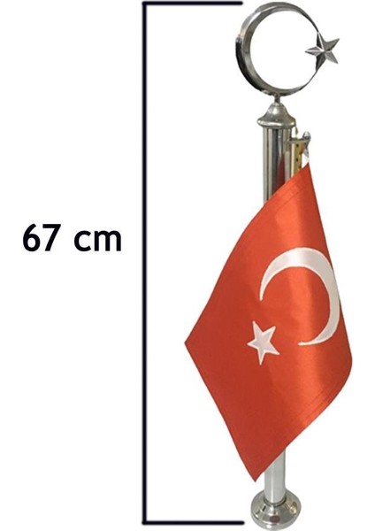 Şehit Mezarı Bayrak Direği Paslanmaz 304 Krom 67CM