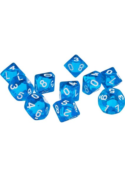 10 Adet / Takım Trpg Oyunları Temizle D10 Çoklu Taraflar Zar Blue (Yurt Dışından)