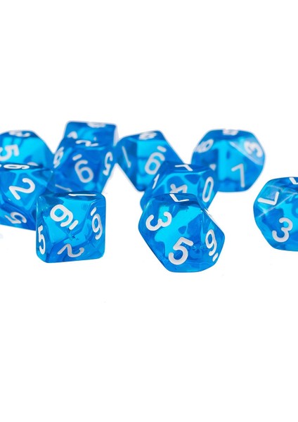 10 Adet / Takım Trpg Oyunları Temizle D10 Çoklu Taraflar Zar Blue (Yurt Dışından) modelleri