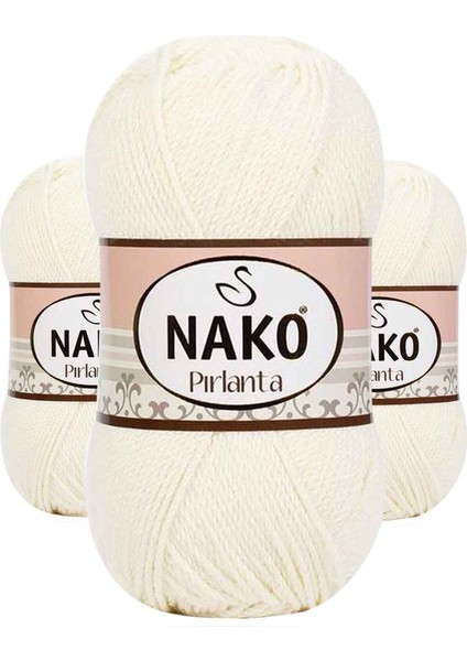 3 Adet Pırlanta Amigurumi El Örgü Ipi Yünü Ekru 300