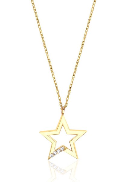 Taşlı Yıldız Altın Kolye