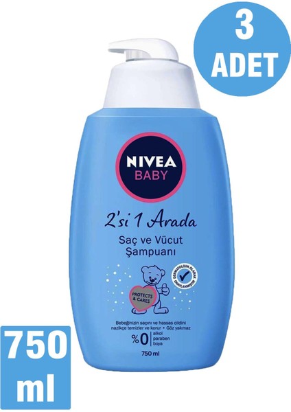 Nivea Saç ve Vücut Şampuanı 750 ml x 3 Adet