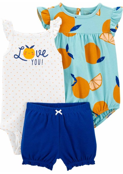 Kız Bebek Body Şort Set 3'lü Paket
