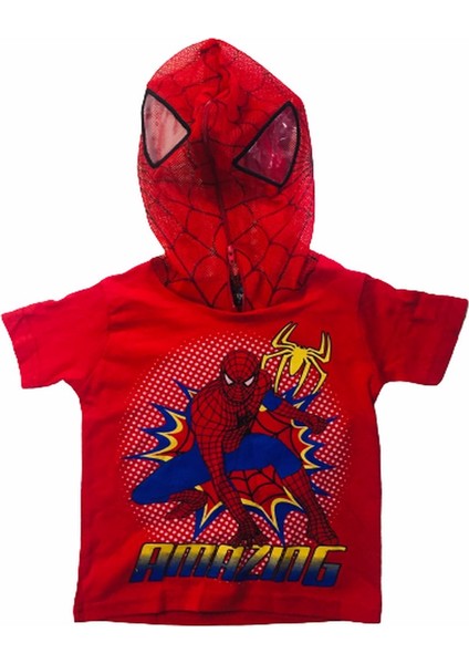 Örümcek Adam Şort Tshirt Takım Spiderman Kostümü Maskeli (Amazing)
