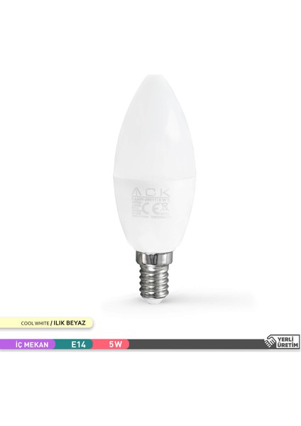 LED Mum Ampul 4000K Ilık Beyaz 220V 5W E14