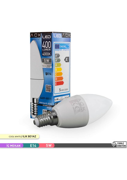 LED Mum Ampul 4000K Ilık Beyaz 220V 5W E14