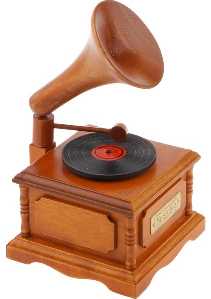 Çocuklar Çocuk Vintage Ahşap Gramofon Müzik Kutusu Melodi Kutusu Masası Dekor Yaratıcı Noel Hediye Düğün Mart Tune (Yurt Dışından)