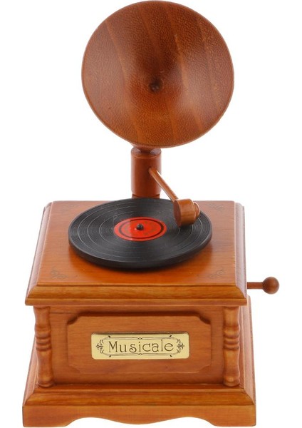 Çocuklar Çocuk Vintage Ahşap Gramofon Müzik Kutusu Melodi Kutusu Masası Dekor Yaratıcı Noel Hediye Düğün Mart Tune (Yurt Dışından)