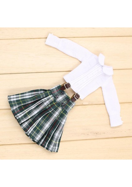 Güzel Uzun Kollu Gömlek + Kontrol Ekose Askı Elbise Için 12 '' Blythe Doll (Yurt Dışından)