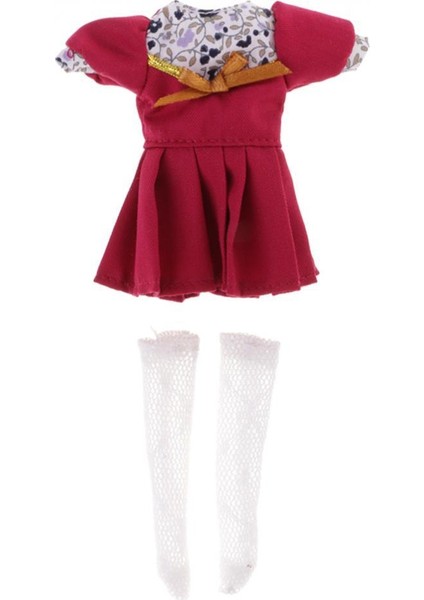 20 cm 8 '' Middie Blythe Bebek Giysileri Için Kırmızı Kısa Kollu Elbise Frock (Yurt Dışından)