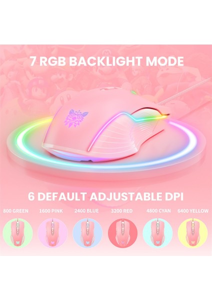 6400 Dpı Kablolu Oyun Faresi - Mor (Yurt Dışından) fiyatları