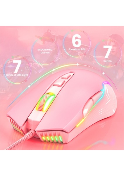 6400 Dpı Kablolu Oyun Faresi - Mor (Yurt Dışından) fırsatları