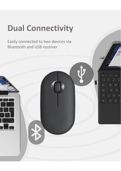 Minimalist Tasarımlı Kablosuz Bluetoothlu Fare - Siyah (Yurt Dışından)
