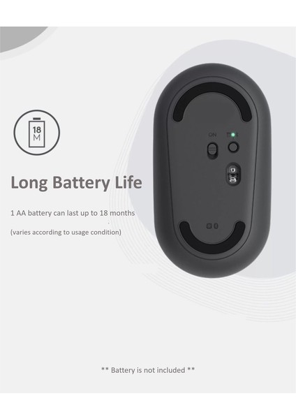 Minimalist Tasarımlı Kablosuz Bluetoothlu Fare - Siyah (Yurt Dışından)