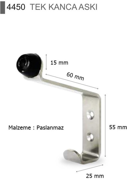 Paslanmz Tekli Kanca Askı 4450