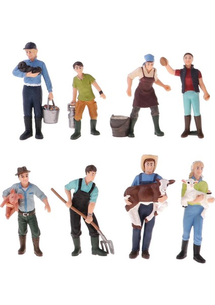 Set / 8 Adet Düzeni Peyzaj Manzarası Insanlar Boyalı Model Rakamlar Model Çiftçi (Yurt Dışından)