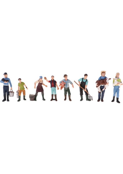 Set / 8 Adet Düzeni Peyzaj Manzarası Insanlar Boyalı Model Rakamlar Model Çiftçi (Yurt Dışından)