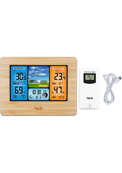 Büyük LCD Hava Istasyonu Kapalı / Açık Termometre Nem Sensörü Sarı (Yurt Dışından)
