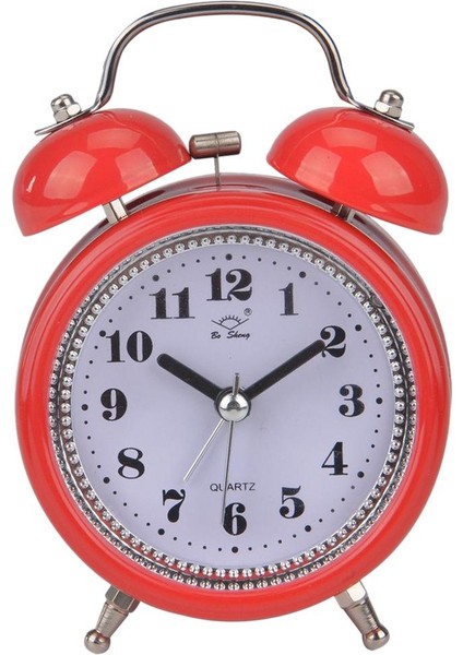 3-Inch Quartz Metal Çift Zil Çalar Saat Gece Lambası Masa Saati Kırmızı (Yurt Dışından) fiyatları