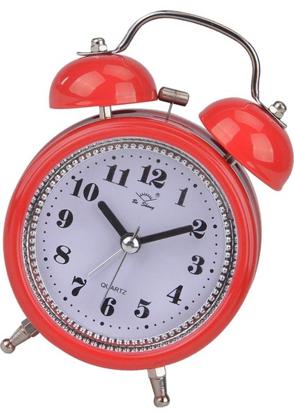 3-Inch Quartz Metal Çift Zil Çalar Saat Gece Lambası Masa Saati Kırmızı (Yurt Dışından) fırsatları
