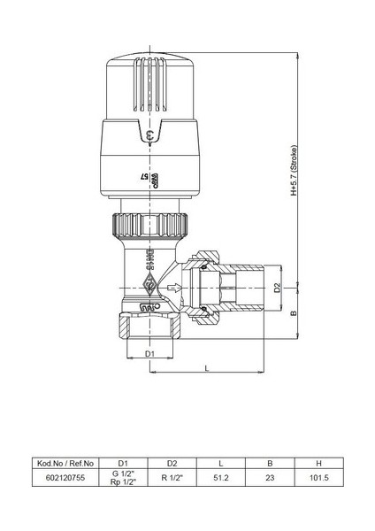 Eca Trv5 Köşe Termostatik Valfi 1/2