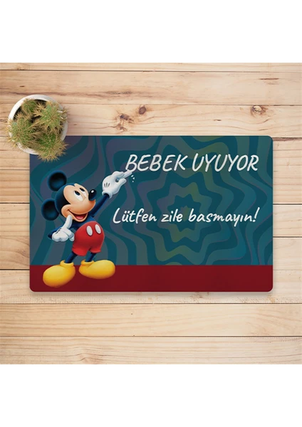 Mickey Mouse Bebek Uyuyor Dijital Baskılı 50X70CM Dekoratif Çok Amaçlı Iç ve Dış Kapı Paspası