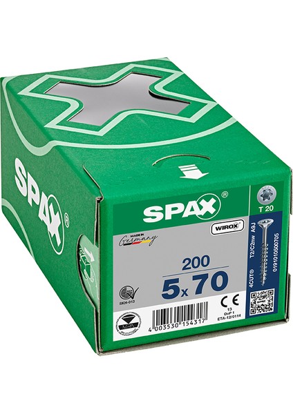 Sunta Vidası 5 x 70 Mm 200 Adet Yarım Dişli Havşa Başlı Wırox Kaplama