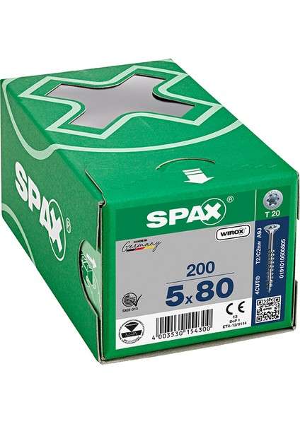 Sunta Vidası 5 x 80 Mm 200 Adet Yarım Dişli Havşa Başlı Wırox Kaplama