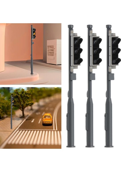 3x Model Tren Trafik Işık Tren Demiryolu Kum Tablosu Manzarası İçin LED Sinyali 1 - 43 O Ölçek (Yurt Dışından) modelleri