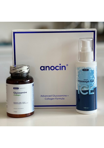 Anocin Set 1500 mg  Msm Glucosamine Collagen Complex 30 Tablet + Ice Glucosamine Jel 75 ml