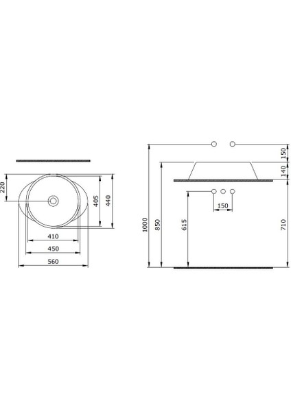 Bocchi Venezia 56 cm Mat Antrasit Çanak Lavabo 1010-020-0125