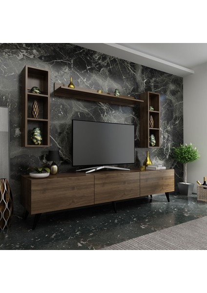 Ideal Tv Ünitesi + Duvar Rafı Q7008-2 Ceviz