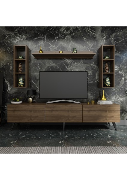 Ideal Tv Ünitesi + Duvar Rafı Q7008-2 Ceviz