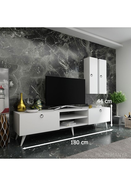 Ideal Tv Ünitesi + Duvar Raf ve Duvar Dolaplı Q7018-1 Beyaz fiyatları