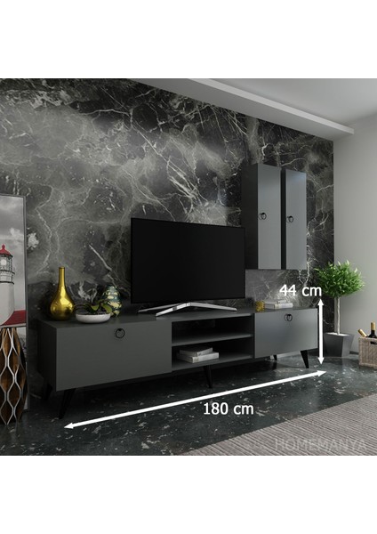 Ideal Tv Ünitesi + Duvar Raf ve Duvar Dolaplı Q7018-4 Antrasit fiyatları