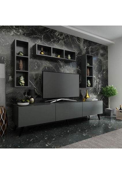 Ideal Tv Ünitesi + Duvar Rafı Q7007-4 Antrasit