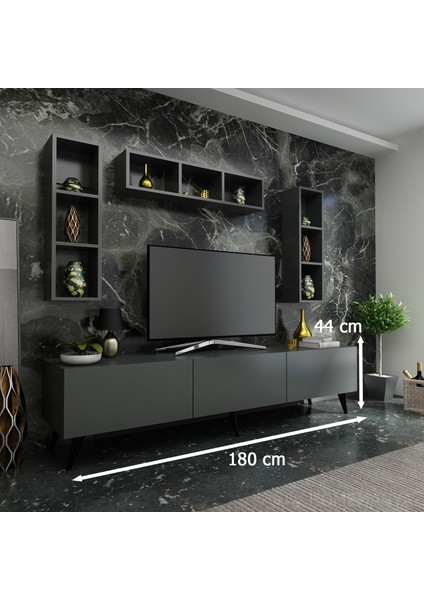 Ideal Tv Ünitesi + Duvar Rafı Q7007-4 Antrasit