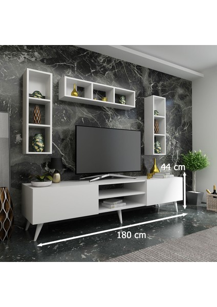 Ideal Tv Ünitesi + Duvar Rafı Q7006-1 Beyaz fiyatları