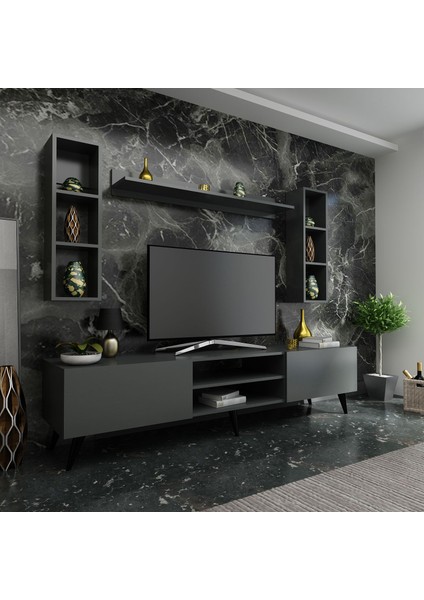 Ideal Tv Ünitesi + Duvar Rafı Q7009-4 Antrasit