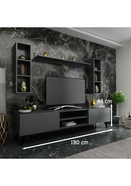 Ideal Tv Ünitesi + Duvar Rafı Q7009-4 Antrasit