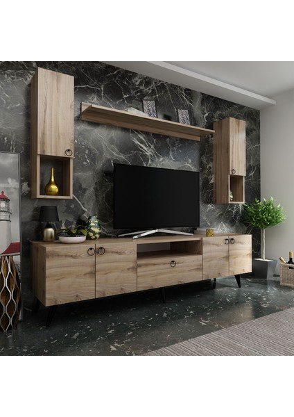 Ideal Tv Ünitesi + Duvar Raf ve Duvar Dolaplı Q7025-3 Çırağan