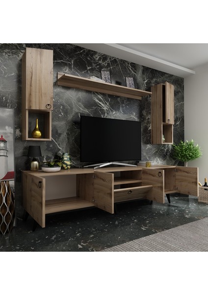 Ideal Tv Ünitesi + Duvar Raf ve Duvar Dolaplı Q7025-3 Çırağan