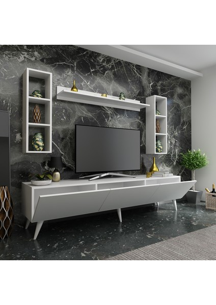 Ideal Tv Ünitesi + Duvar Rafı Q7008-1 Beyaz fiyatları