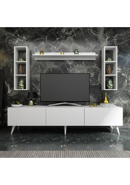 Ideal Tv Ünitesi + Duvar Rafı Q7008-1 Beyaz modelleri