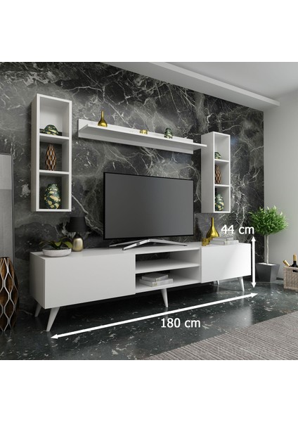 Ideal Tv Ünitesi + Duvar Rafı Q7009-1 Beyaz