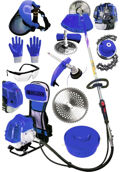 Alman Turbo M6001 Sırt Tipi Benzinli Motorlu Ot Çalı Tırpanı Çim Biçme Makinesi + Canavar Baslik