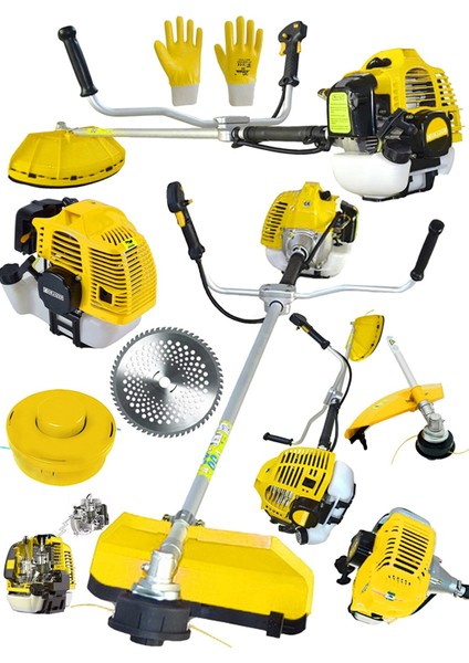 Alman Trex S6002 Yan Tipi Benzinli Motorlu Ot Çalı Tırpanı Çim Biçme Makinesi Tırpan Sarı